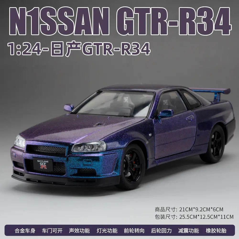 Nissan Skyline Gtr 34 Scale Model Diecast Metalcar - All Size