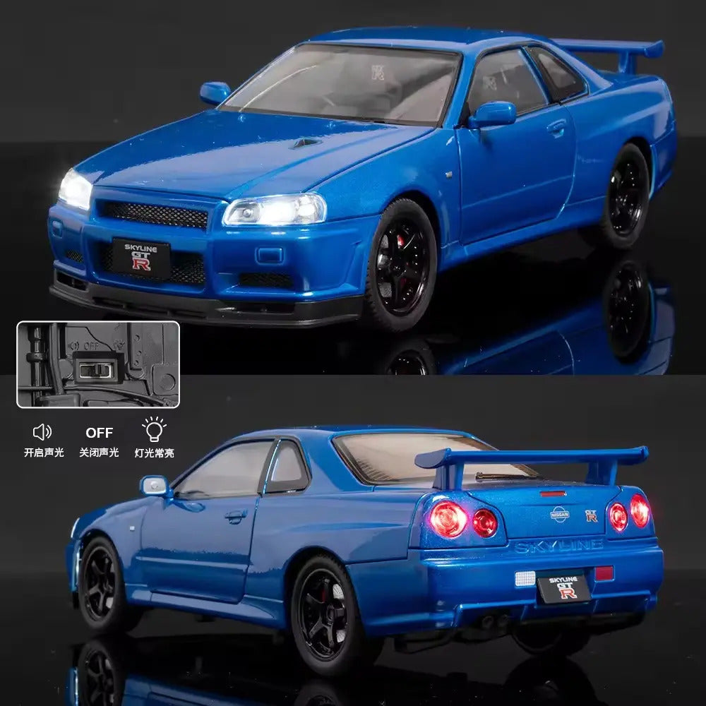 Nissan Skyline Gtr 34 Scale Model Diecast Metalcar - All Size