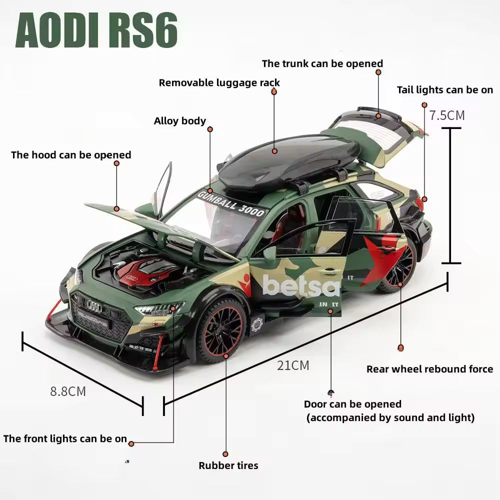 Audi Rs6 Militery Scale Model Diecast Metalcar - All Size
