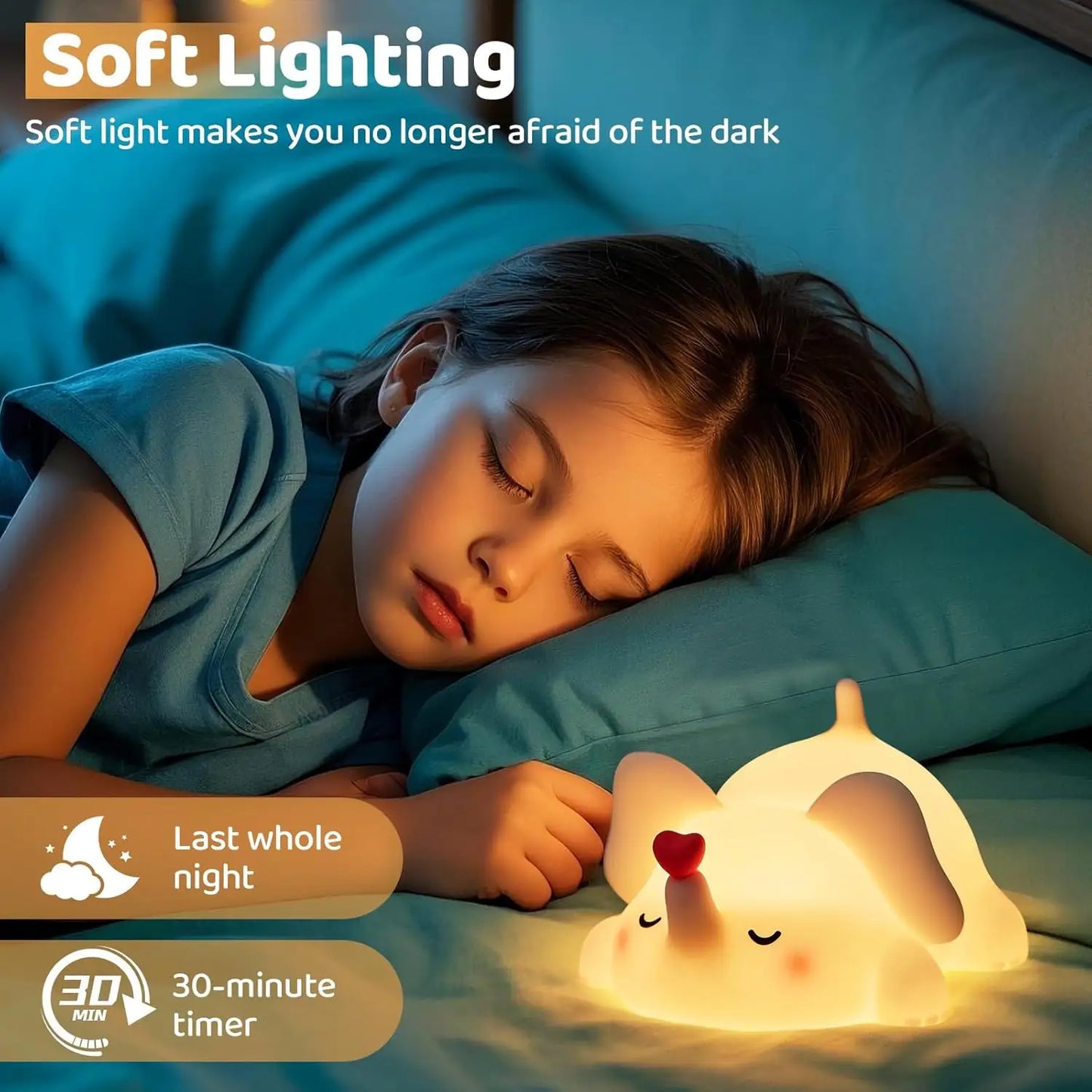 Hot Sale Touch Switch Control Cartoon Bedside Lamp Elephant Night Light