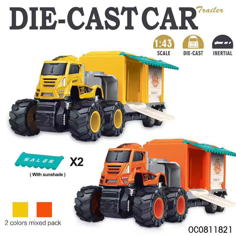 1:43 Metal Toys Alloy Diecast Truck Set Toy, Diecast Miniature Car Model (Pack of 1-Multicolor) (Salling Transport Truck)