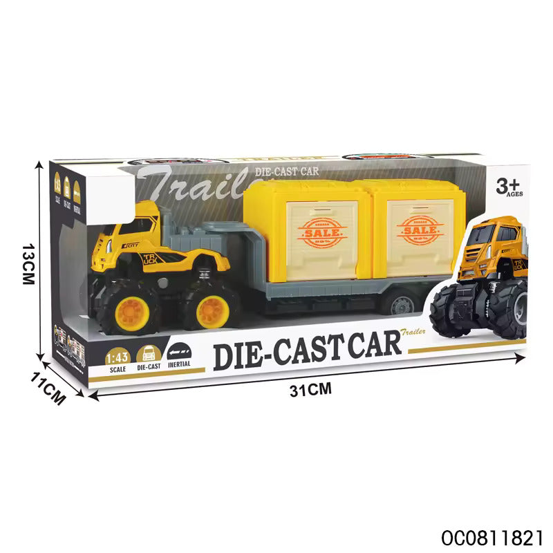 1:43 Metal Toys Alloy Diecast Truck Set Toy, Diecast Miniature Car Model (Pack of 1-Multicolor) (Salling Transport Truck)