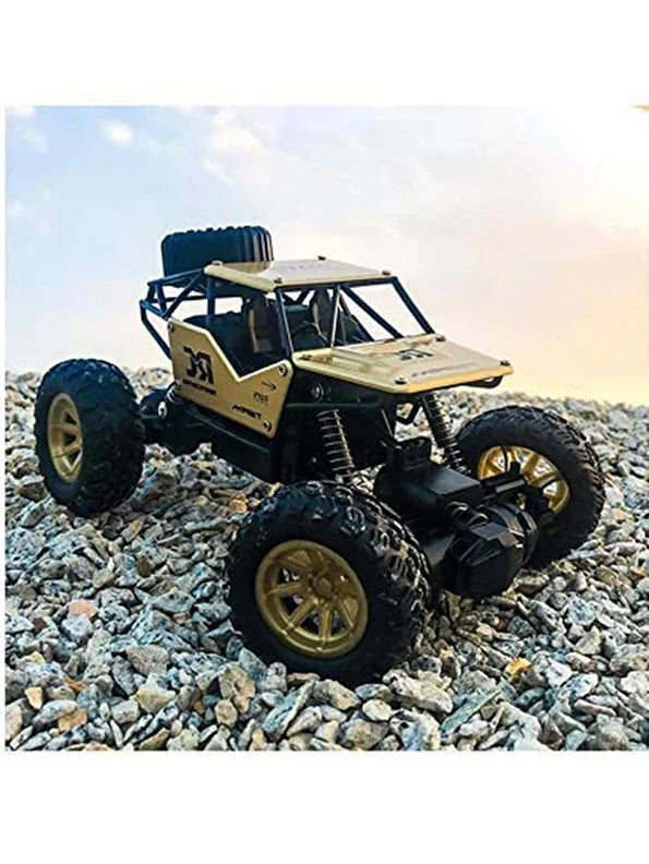 Mini Alloy Remote Controlled Rock Car RC Monster Truck, with Gun Remote, 1:18 Scale 2.4 Ghz, Golden
