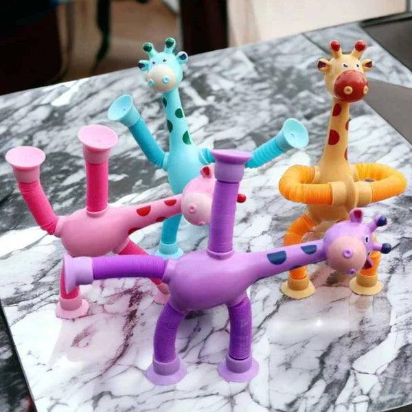 PremiumTelescopic Suction Cup Giraffe Toy (Set Of 4)