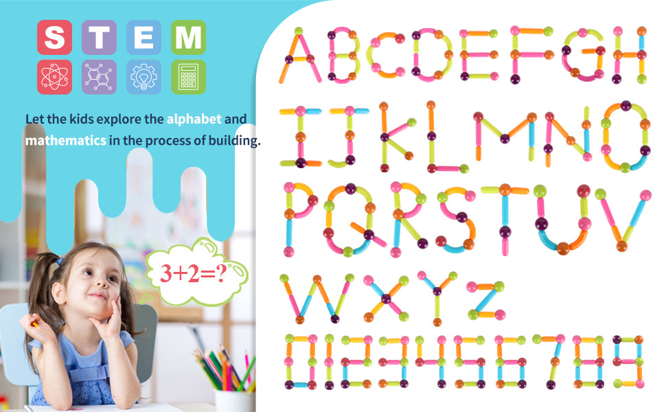 Premium 64 Magnetic Building Stick For Kids Early Learning & Development