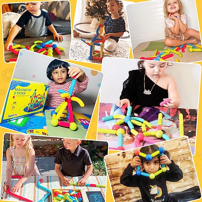 Premium 64 Magnetic Building Stick For Kids Early Learning & Development