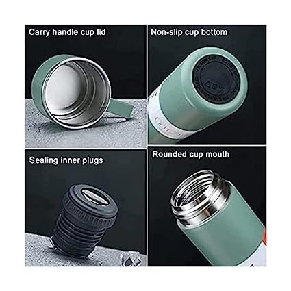 Premium Stainless Steel Thermo 500ml Vacuum Insulated Bottle Water Flask Gift Set with Two Cups Hot & Cold