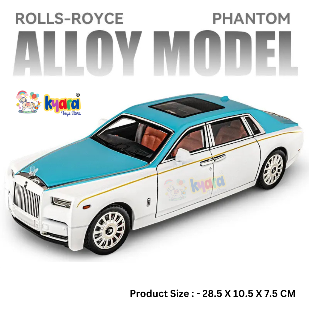 Rolls-royce Phantom Black-Silver Scale Model Diecast Metalcar - All Size