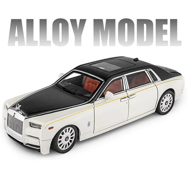 Rolls Royce Phantom White-Blue Scale Model Diecast Metalcar - All Size