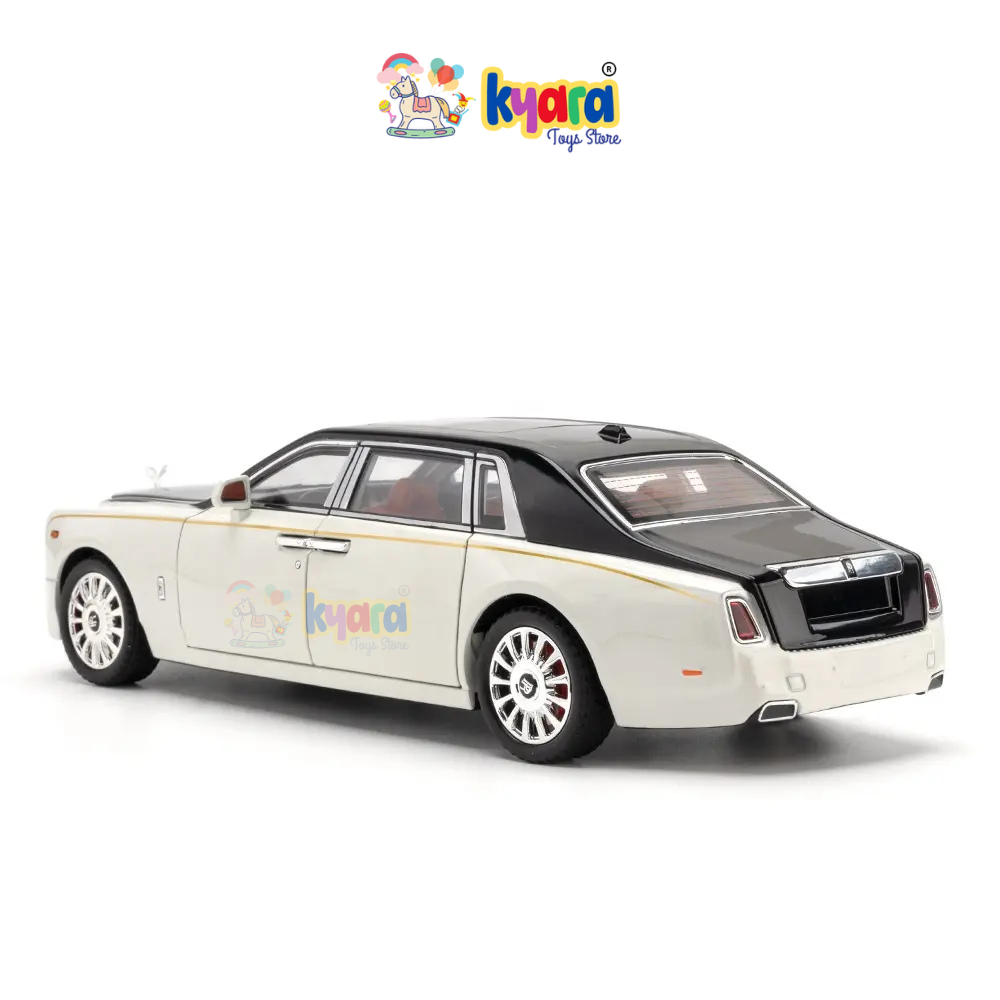 Rolls-royce Phantom Black-Silver Scale Model Diecast Metalcar - All Size