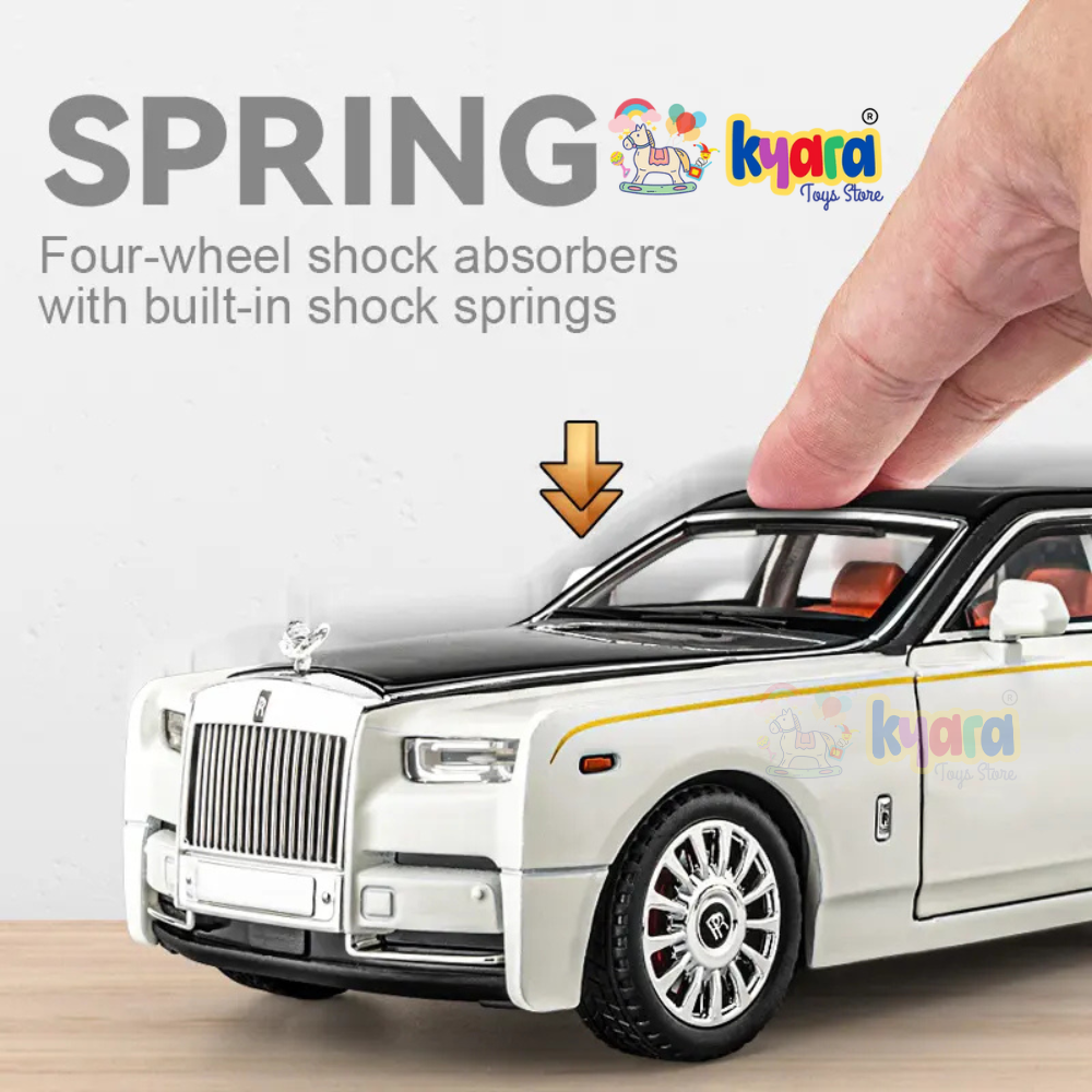 Rolls-royce Phantom Black-Silver Scale Model Diecast Metalcar - All Size