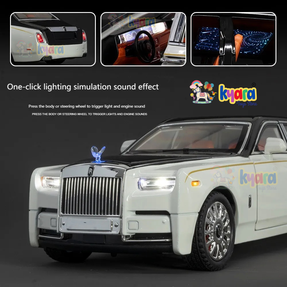 Rolls-royce Phantom Black-Silver Scale Model Diecast Metalcar - All Size