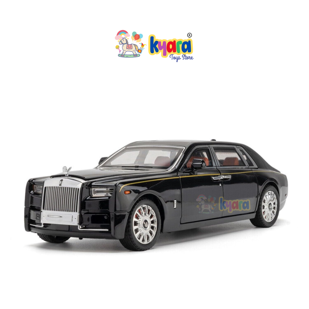 Rolls-royce Phantom Black-Silver Scale Model Diecast Metalcar - All Size