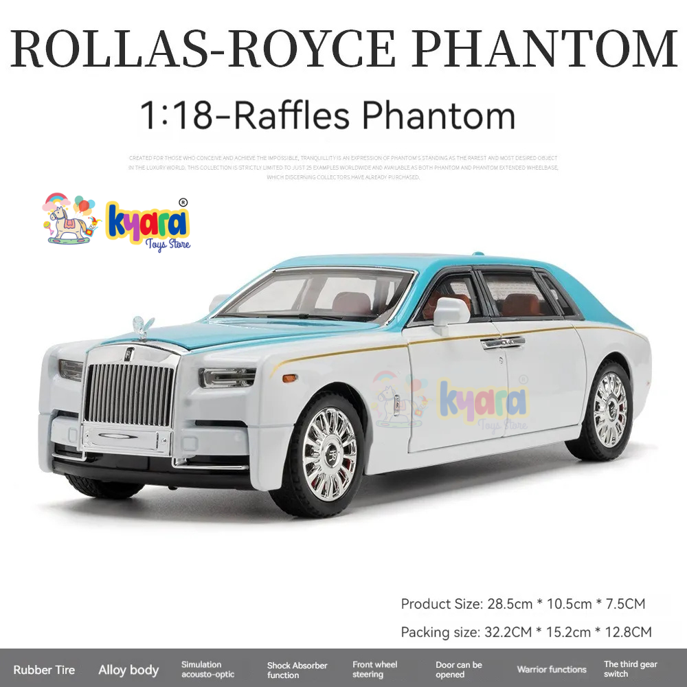 Rolls-royce Phantom Black-Silver Scale Model Diecast Metalcar - All Size