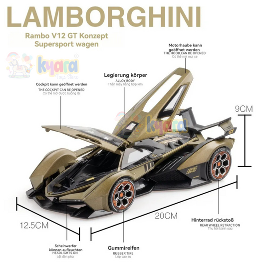 Lamborghini V12 Scale Model Diecast Metalcar - All Size