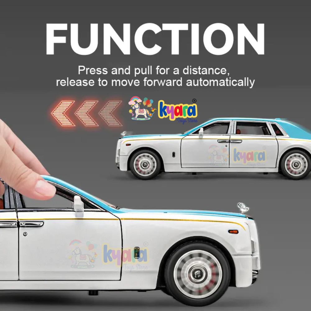 Rolls-royce Phantom Black-Silver Scale Model Diecast Metalcar - All Size