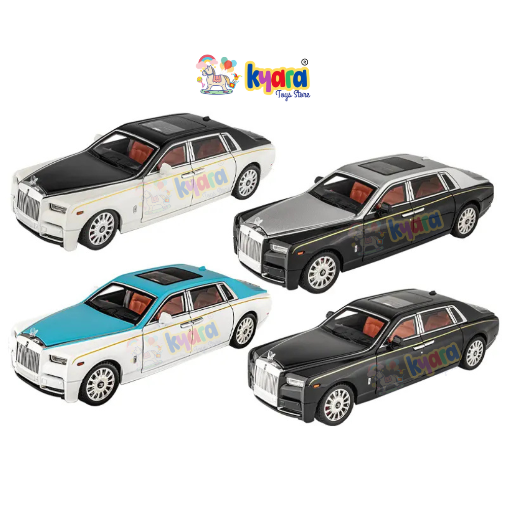 Rolls-royce Phantom Black-Silver Scale Model Diecast Metalcar - All Size
