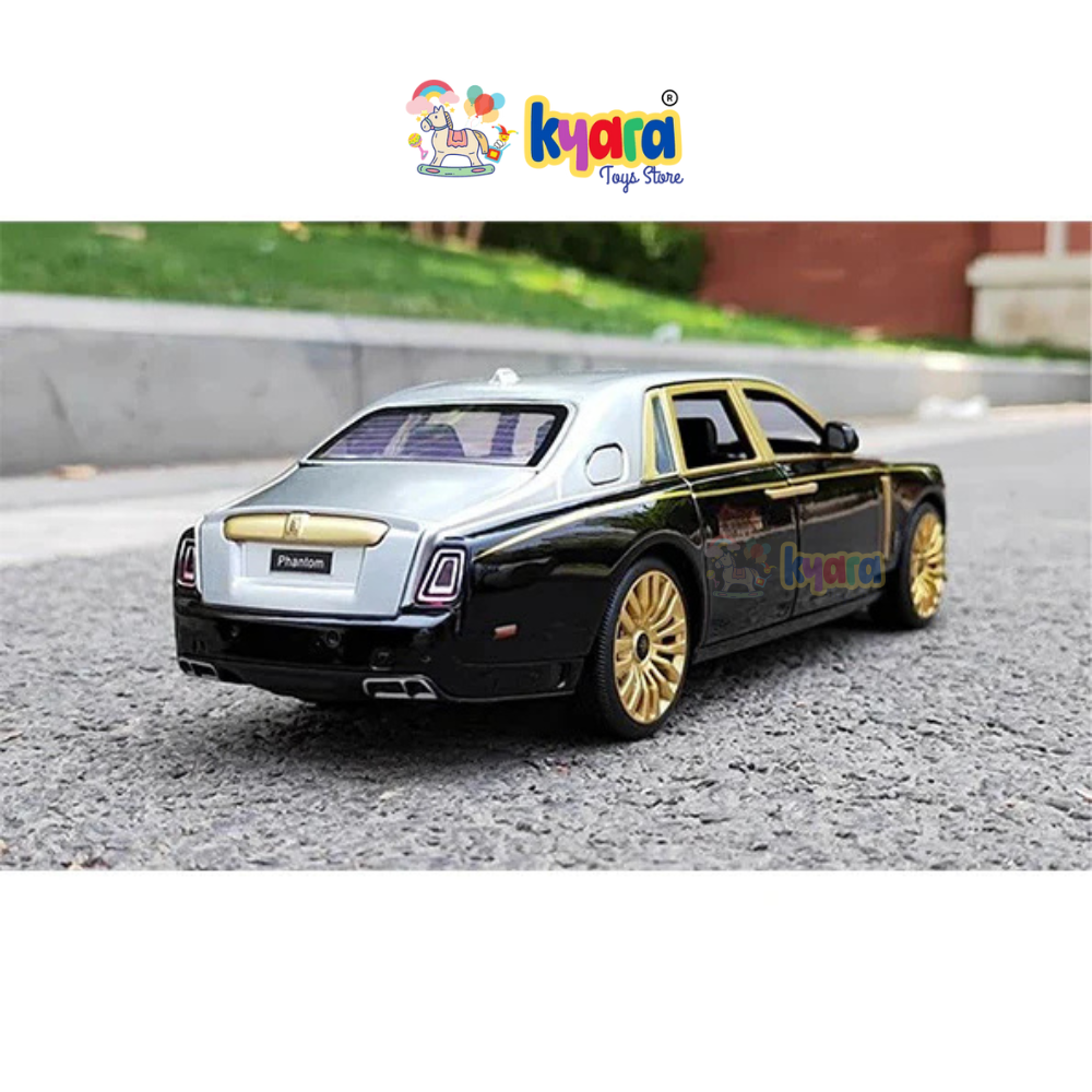 Rolls-royce Phantom Black-Silver Scale Model Diecast Metalcar - All Size