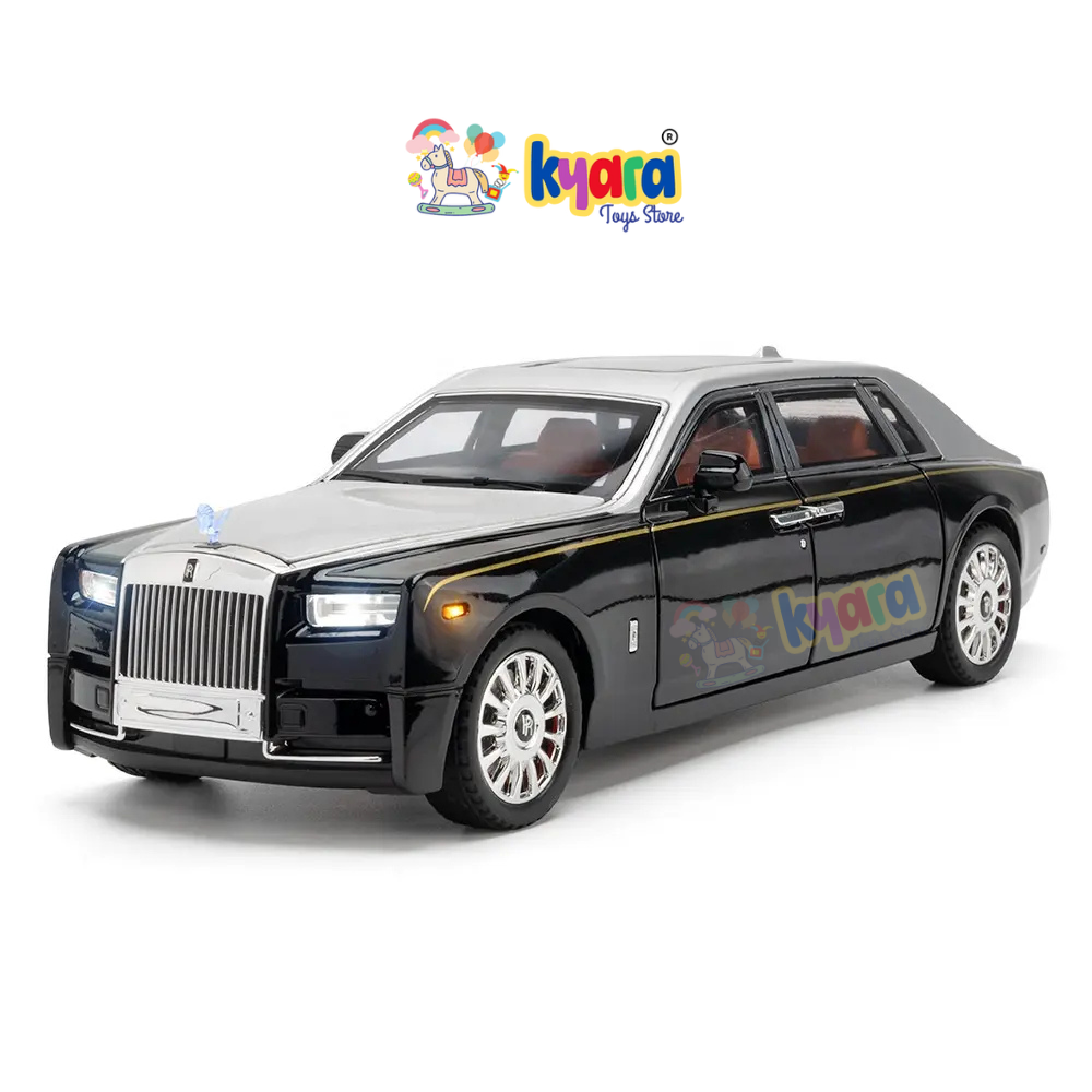 Rolls-royce Phantom Black-Silver Scale Model Diecast Metalcar - All Size