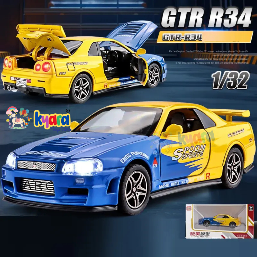 Nissan GTR R34 Sport Racing Car Scale Model Diecast Metalcar