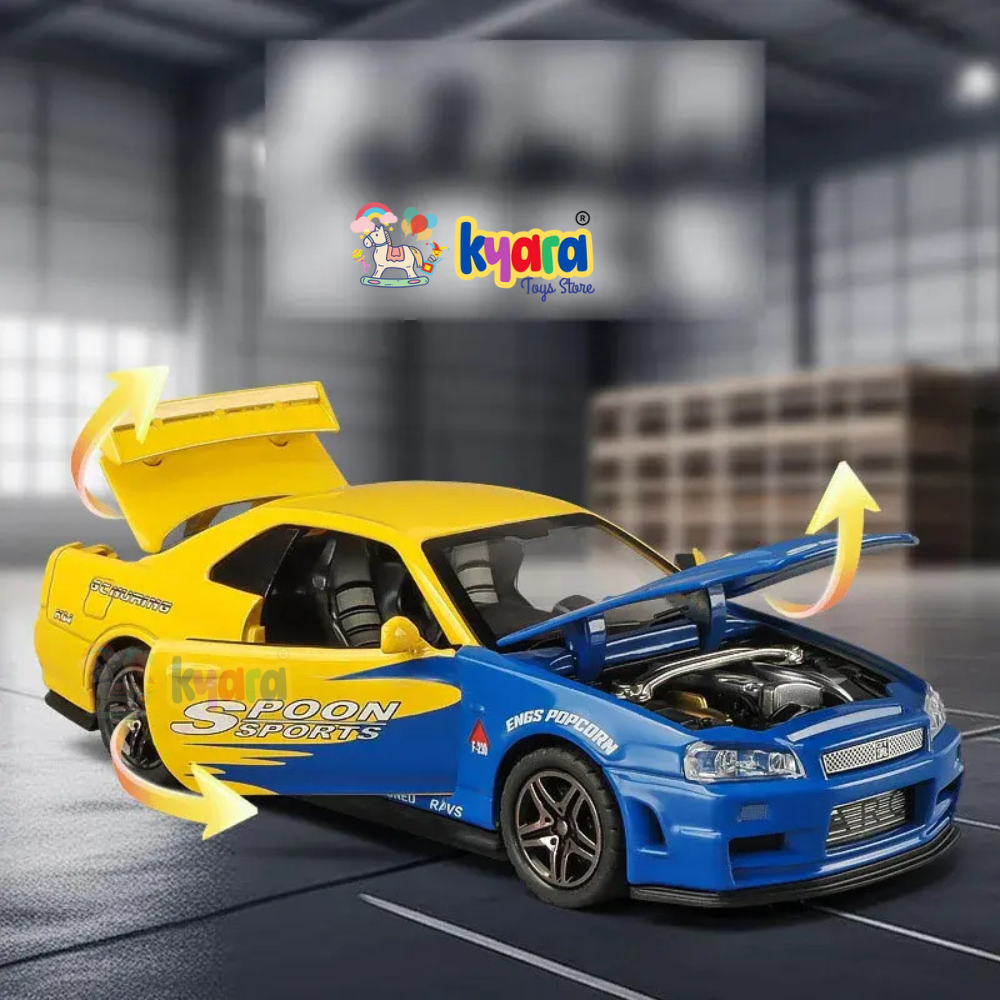 Nissan GTR R34 Sport Racing Car Scale Model Diecast Metalcar