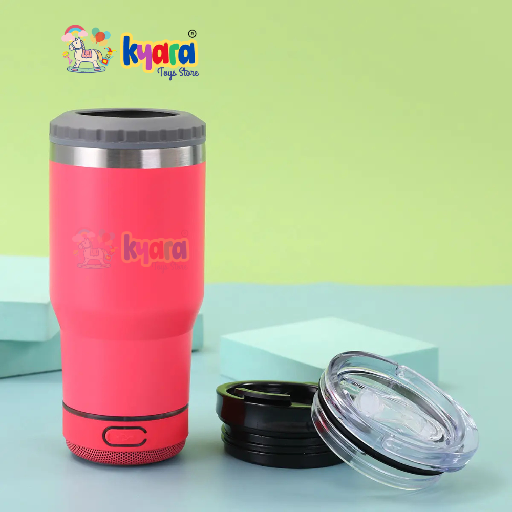 4 IN 1 14OZ STAINLESS STEEL VACUUM INSULATED DRINKING CUP BEER KEEP COLD MUG BLUETOOTH WIRELESS SPEAKER TUMBLER MUSIC COFFEE MUG
