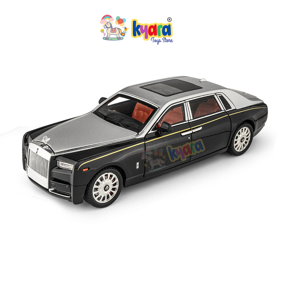 Rolls-royce Phantom Black-Silver Scale Model Diecast Metalcar - All Size