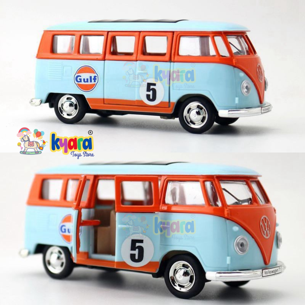 1:36 Diecast Model Car Alloy Toys Car Model Gulf Oil GULF Vo Lkswagen Classic T1 Bus Toy Vehicle Children Gifts