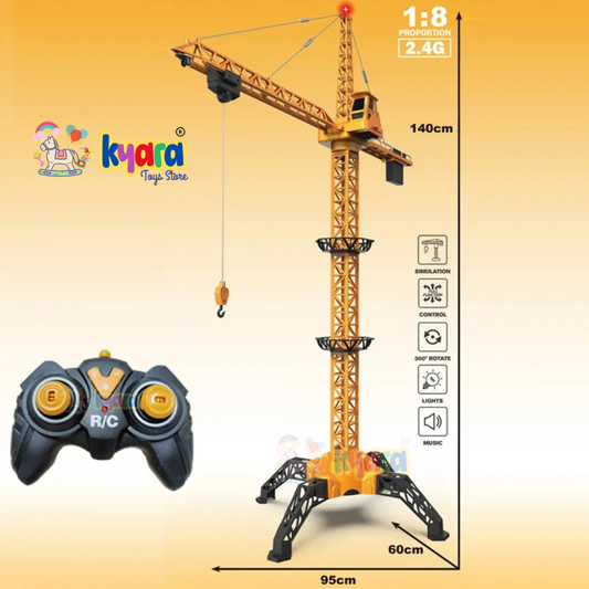 1/8 Alloy Engineering Tower Slewing Crane 2.4G RC Hammer-head Cranes Engineering Construction Model Toy With Light & Sound