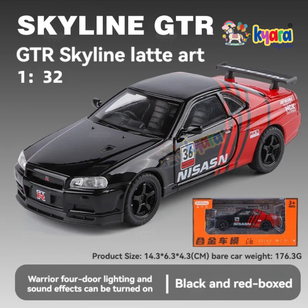 Nissan GTR R34 Sport Racing Car Scale Model Diecast Metalcar