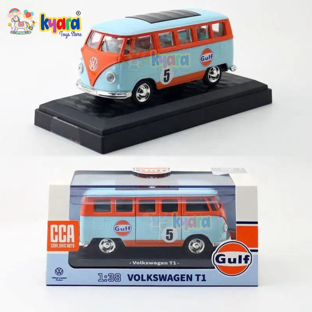 1:36 Diecast Model Car Alloy Toys Car Model Gulf Oil GULF Vo Lkswagen Classic T1 Bus Toy Vehicle Children Gifts