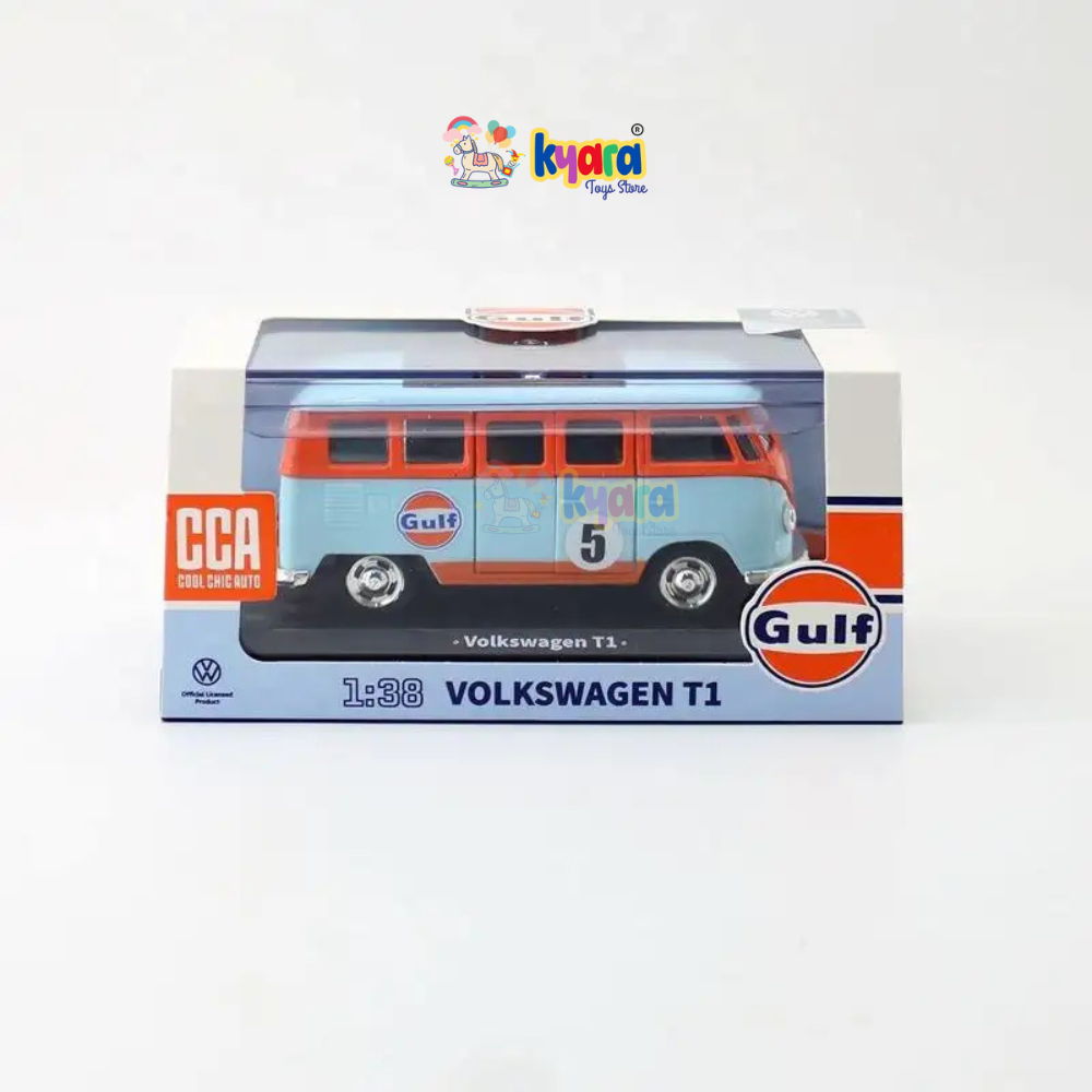 1:36 Diecast Model Car Alloy Toys Car Model Gulf Oil GULF Vo Lkswagen Classic T1 Bus Toy Vehicle Children Gifts
