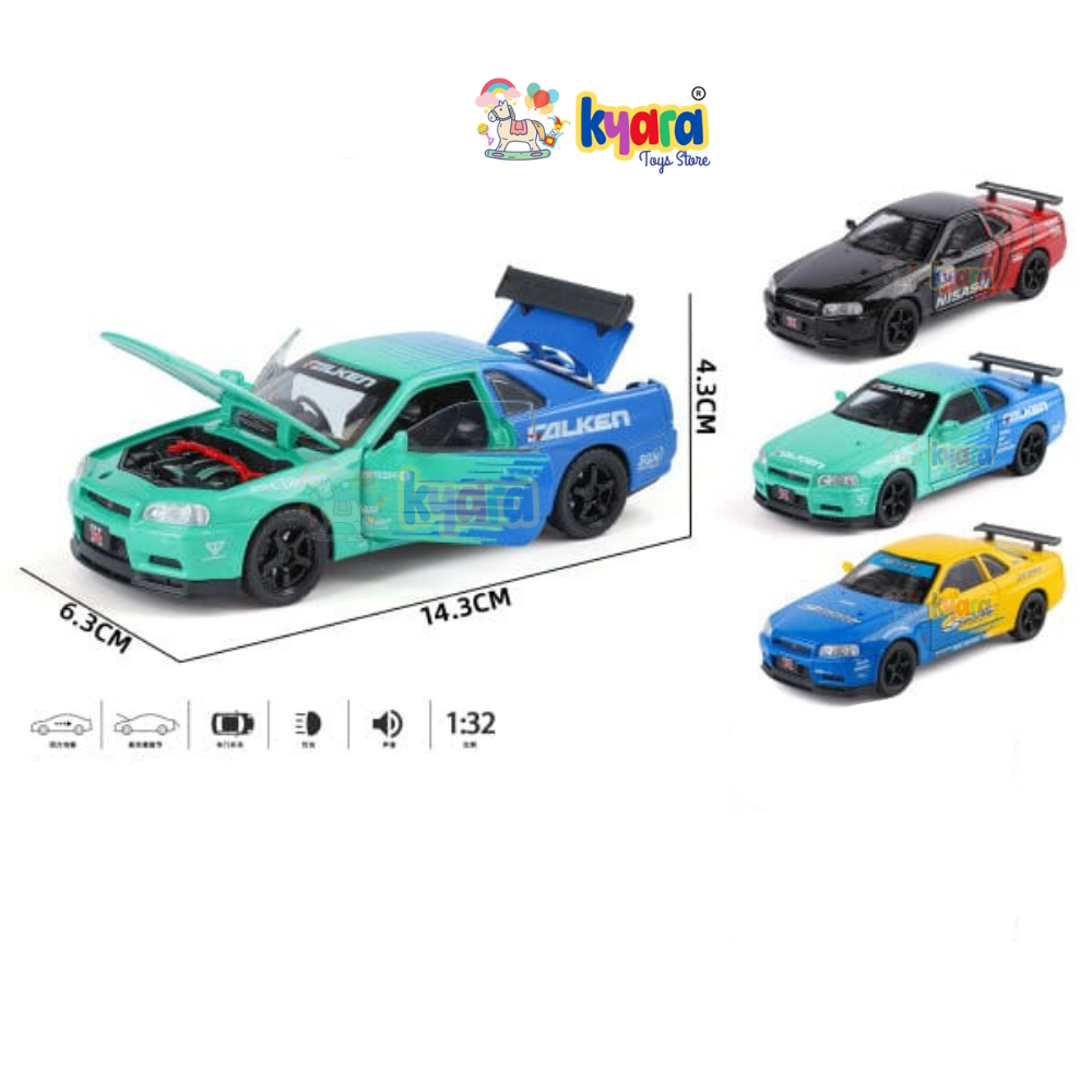 Nissan GTR R34 Sport Racing Car Scale Model Diecast Metalcar