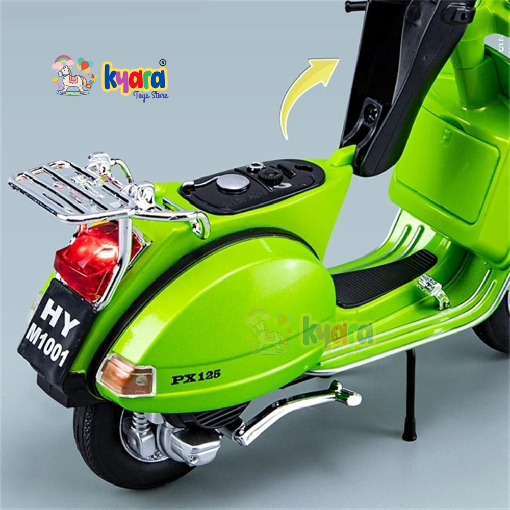 PX125 1:10 Scooter Model with Sound and Light Front-wheel Steering Ornament Decorate Metal Model Motorcycle Alloy Model