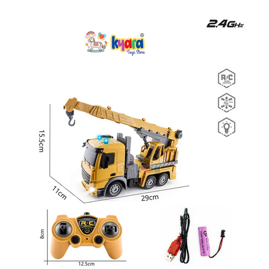 1:24 Scale Construction Truck 2.4GHz 6 Channels RC Crane Remote Control Engineering Vehicle Toys for Kids