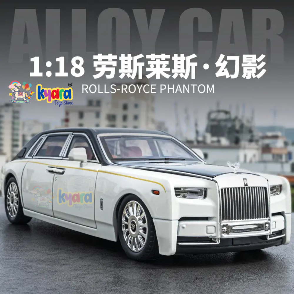Rolls-royce Phantom Black-Silver Scale Model Diecast Metalcar - All Size
