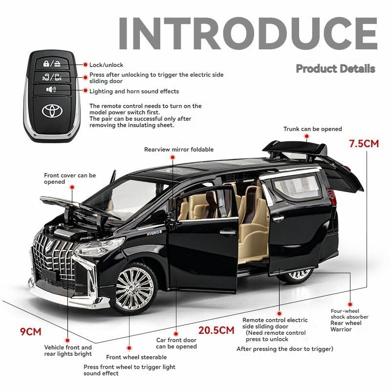 Toyota Alphard 1:24 with Key Remote Metal Diecast Car