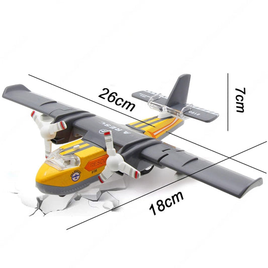 AIRCRAFT TOY DIECAST METAL ALLOY MODEL AIR PLANE MILITARY AIR FORCE SEAPLANE PULLBACK TOYS WITH LIGHTS AND SOUNDS FIGHTER JET FOR KIDS BOY GIRLS CHILDREN
