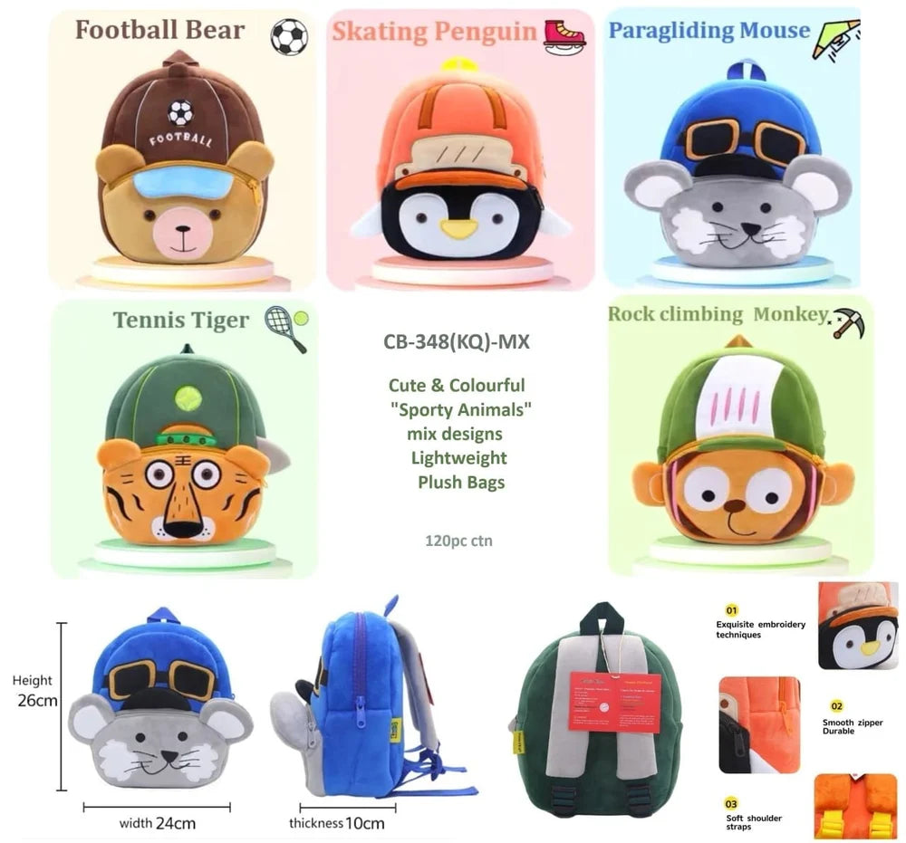Cute 3D Animal Children Plush Toddler School Bag