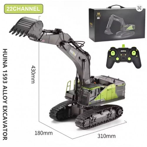 Huina 1593 RC Excavator 1/14 Scale – 2.4GHz Construction Truck with 360° Rotation & Metal