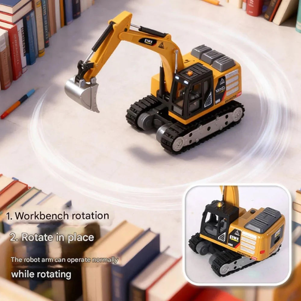 Mini RC Excavator Toy 1/64 Scale Construction Vehicle