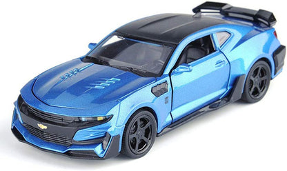 CHEVROLET CAMARO 1:32 DIECAST METAL PULLBACK TOY CAR WITH OPENABLE DOORS & LIGHT, MUSIC BOYS CAR FOR KIDS BEST TOYS GIFTS TOYS FOR KIDS [SIZE:-16CM*6.5CM*4.6CM]【 MULTICOLOR 】