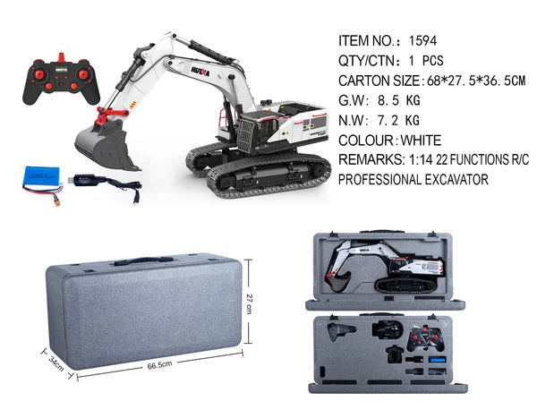 Huina 1594 1:14 Scale 22-Channel Alloy RC Excavator