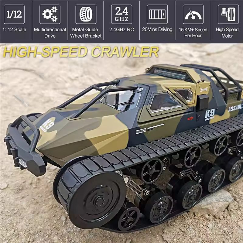 RC Tank Car, 1/12 Scale 2.4GHz Remote Control
