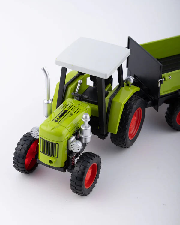 Classic Red Tractor with Trailer Diecast Model 1:24 Scale
