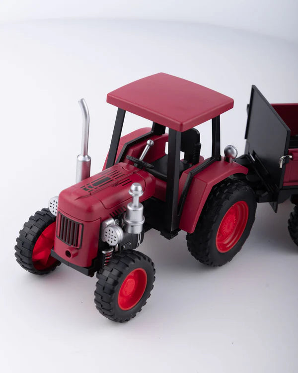 Classic Red Tractor with Trailer Diecast Model 1:24 Scale