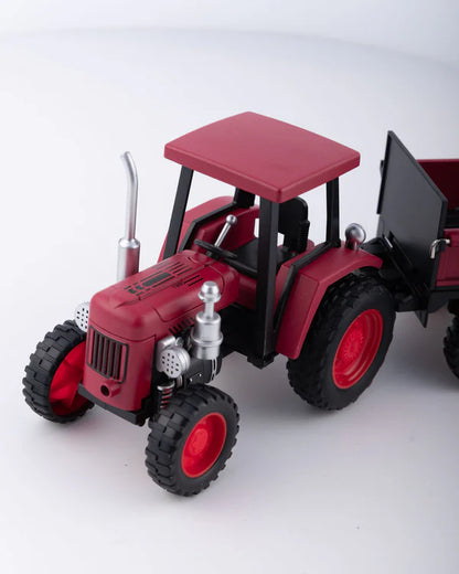 Classic Red Tractor with Trailer Diecast Model 1:24 Scale