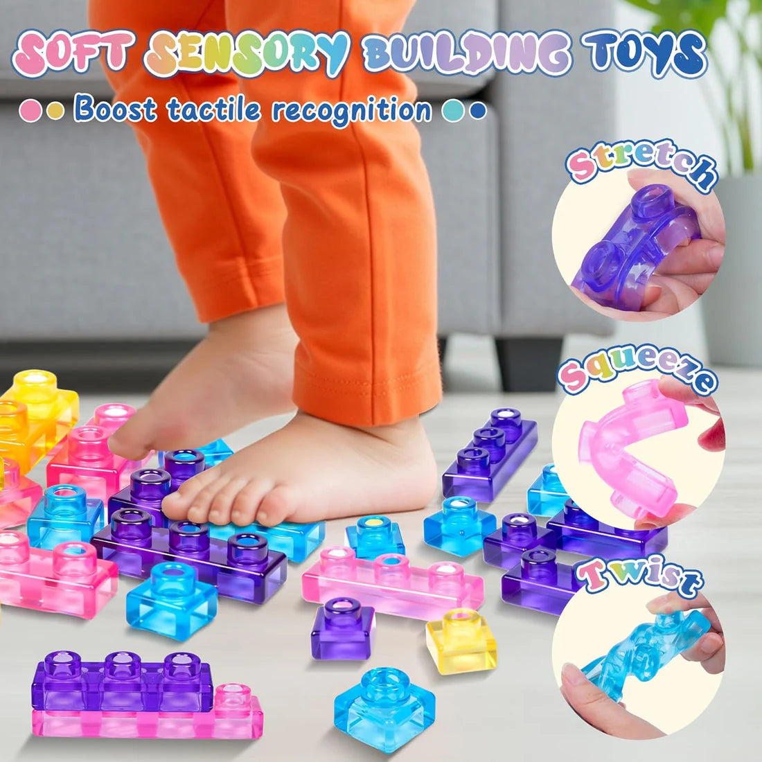 Gummy Blocks - 40pcs | Montessori, Sensory, Squishy and Stretchable