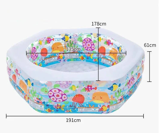 6.2 FT SEA ANIMAL THEME PORTABLE INFLATABLE & FOLDABLE SWIMMING POOL OUTDOOR & INDOOR WATER SWIMMING POOL FOR KIDS & ADULTS
