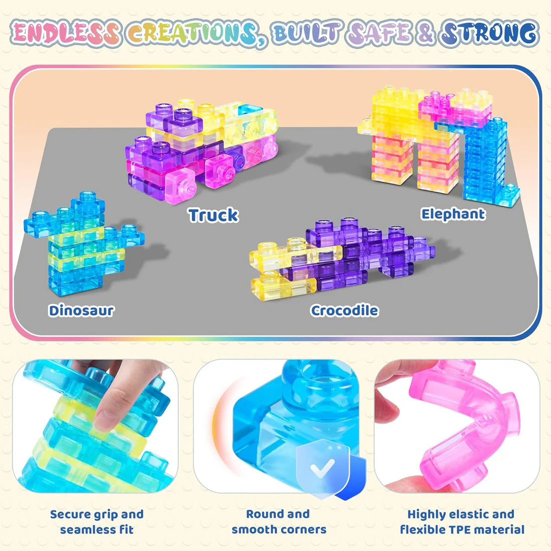Gummy Blocks - 40pcs | Montessori, Sensory, Squishy and Stretchable